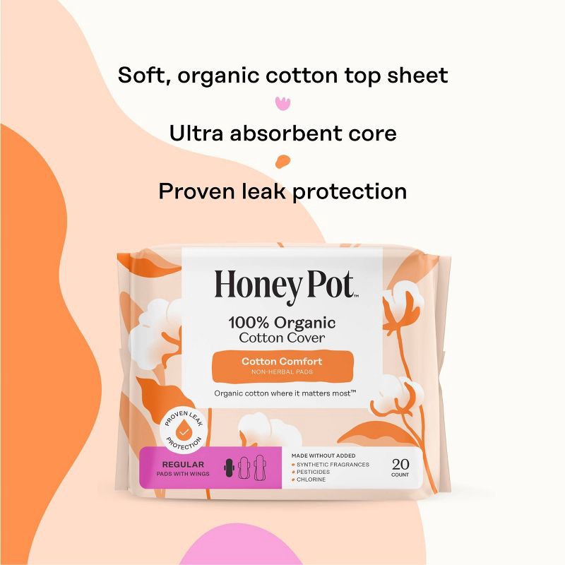 slide 4 of 15, The Honey Pot Company 100% Organic Cotton Comfort Cover Regular Pad - 20ct, 20 ct