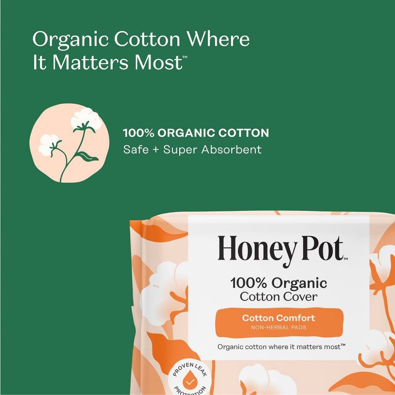 slide 6 of 15, The Honey Pot Company 100% Organic Cotton Comfort Cover Regular Pad - 20ct, 20 ct