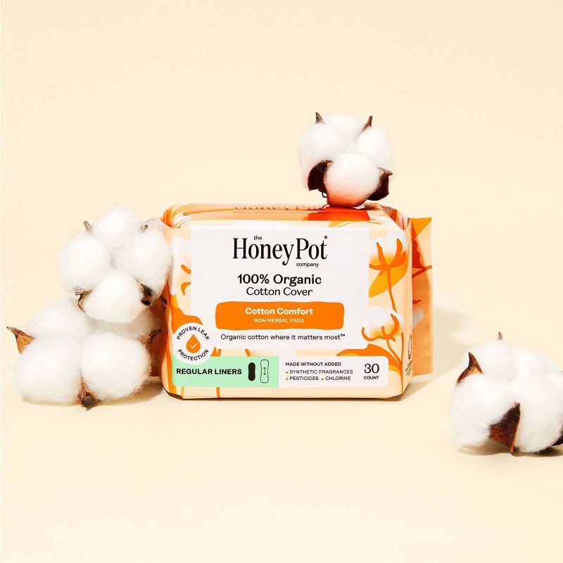 slide 2 of 15, The Honey Pot Company 100% Organic Cotton Comfort Cover Regular Liners - 30ct, 30 ct