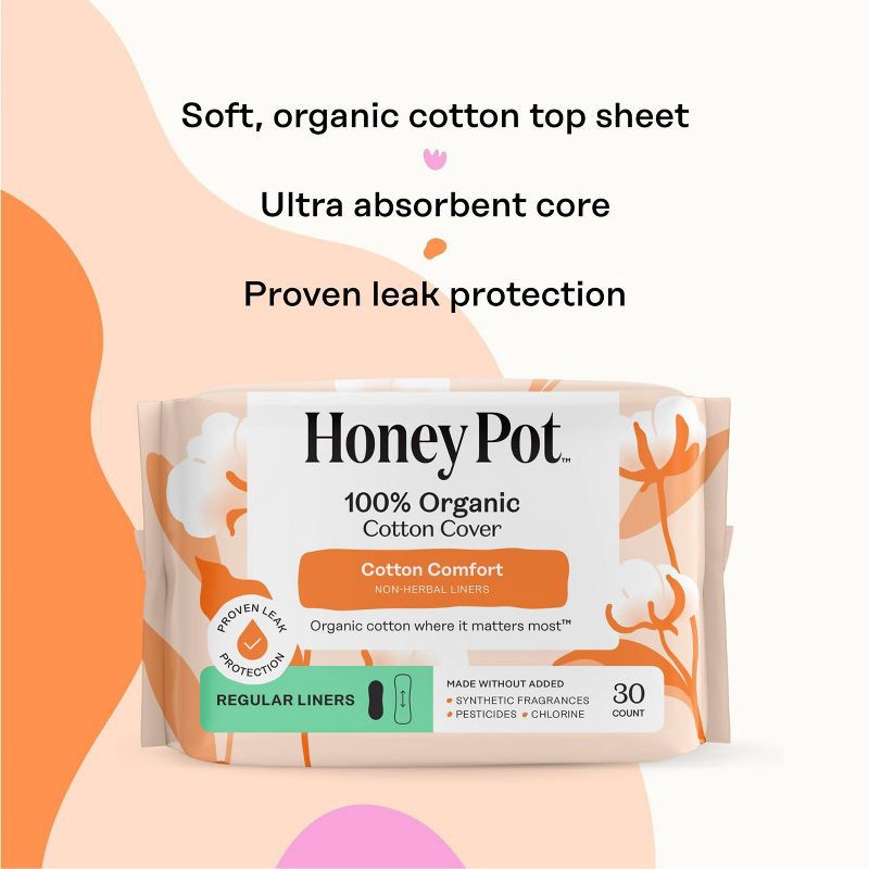 slide 4 of 15, The Honey Pot Company 100% Organic Cotton Comfort Cover Regular Liners - 30ct, 30 ct