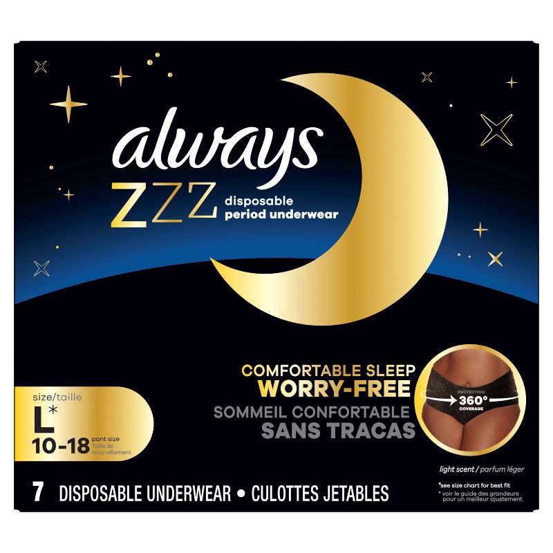 slide 2 of 8, Always ZZZ Period Underwear - L/XL - 7ct, 7 ct