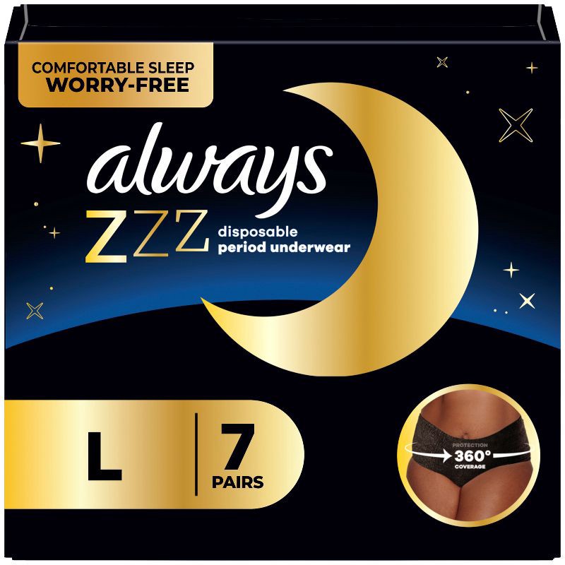 slide 1 of 8, Always ZZZ Period Underwear - L/XL - 7ct, 7 ct