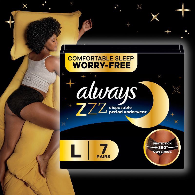 slide 9 of 11, Always ZZZ Period Underwear - L/XL - 7ct, 7 ct