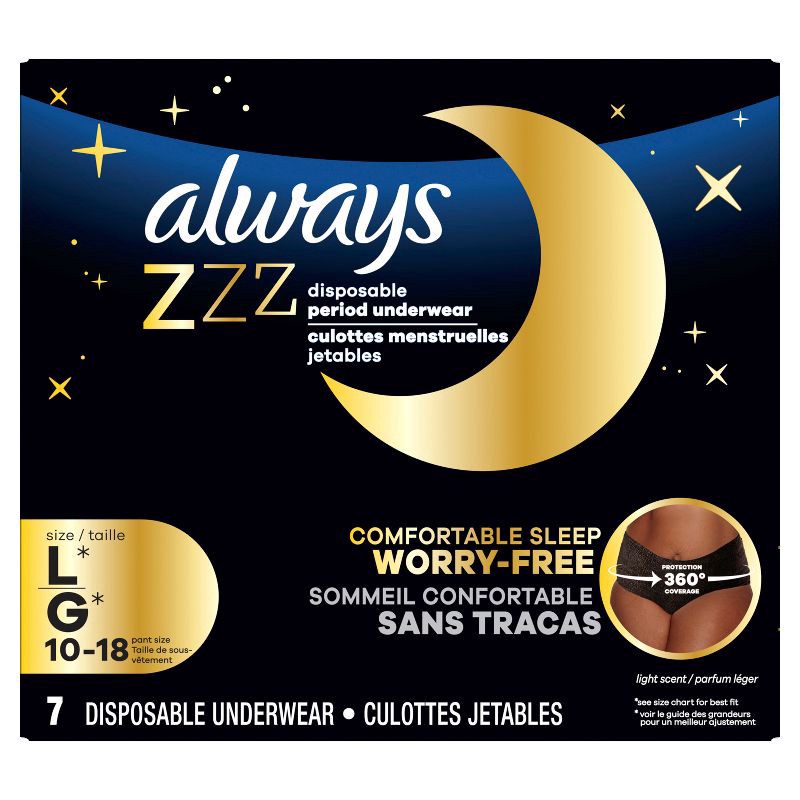 slide 10 of 11, Always ZZZ Period Underwear - L/XL - 7ct, 7 ct