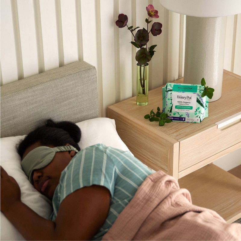 slide 6 of 15, The Honey Pot Company 100% Organic Cotton Cover Cooling Herbal Infusion Heavy Flow Overnight Pads - 16ct, 16 ct