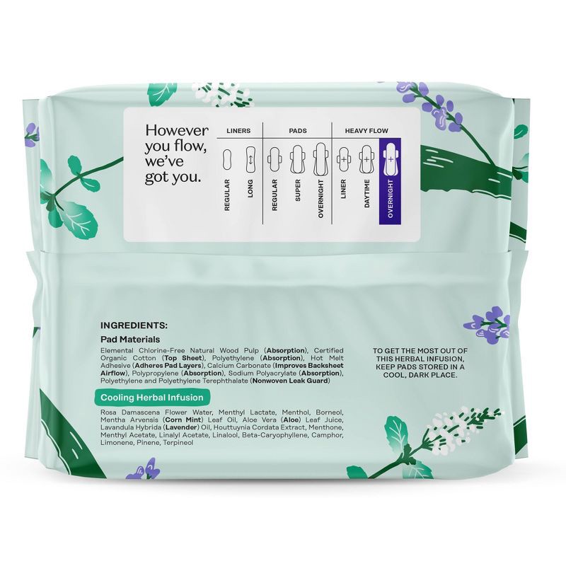 slide 11 of 15, The Honey Pot Company 100% Organic Cotton Cover Cooling Herbal Infusion Heavy Flow Overnight Pads - 16ct, 16 ct