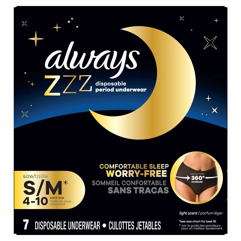 slide 2 of 8, Always ZZZ Overnight Period Underwear - S/M - 7ct, 7 ct