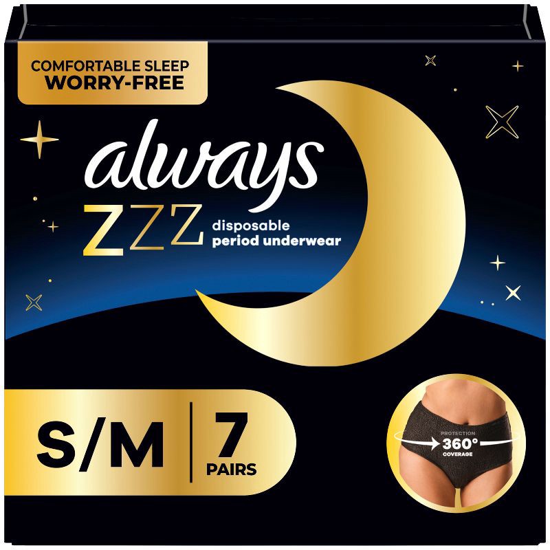 slide 1 of 8, Always ZZZ Overnight Period Underwear - S/M - 7ct, 7 ct