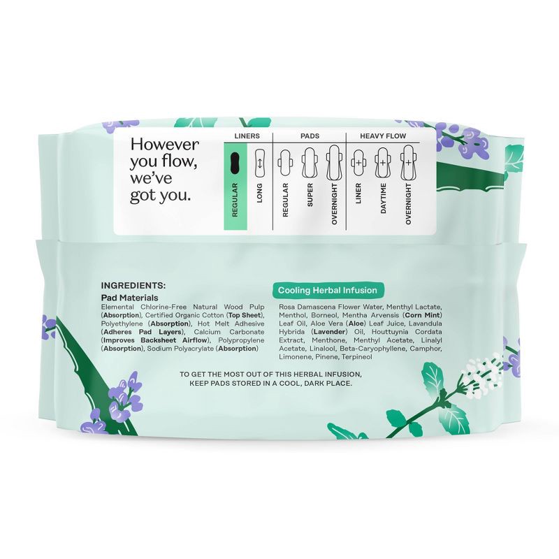 slide 11 of 15, The Honey Pot Company 100% Organic Cotton Cover Cooling Herbal Infusion Regular Liners - 30ct, 30 ct