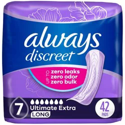 Always Discreet Ultimate Extra Protection 7 Drop Base Pads - 42ct