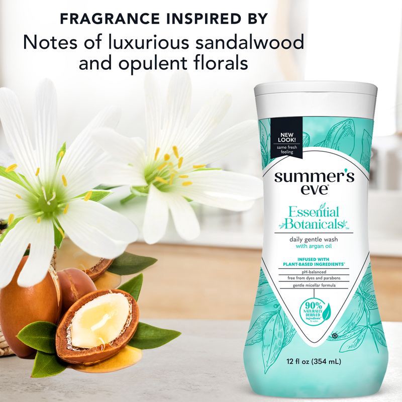 slide 6 of 8, Summer's Eve Essential Botanicals Argan Oil Feminine Cleansing Wash - 12 fl oz, 12 fl oz