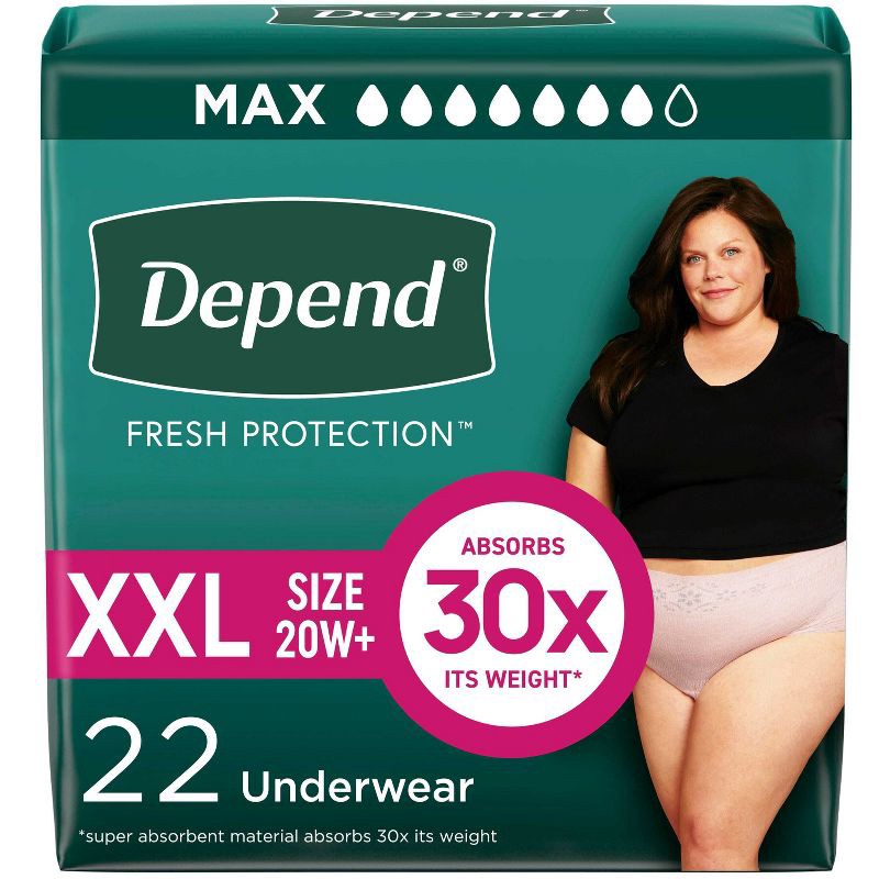 slide 1 of 7, Depend Fresh Protection Adult Incontinence & Postpartum Underwear for Women - Maximum Absorbency - XXL - Blush - 22ct, 22 ct