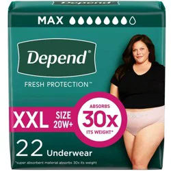 Depend Fresh Protection Adult Incontinence & Postpartum Underwear for Women - Maximum Absorbency - XXL - Blush - 22ct
