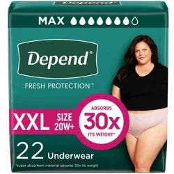 Depend Fresh Protection Adult Incontinence & Postpartum Underwear for Women - Maximum Absorbency - XXL - Blush - 22ct