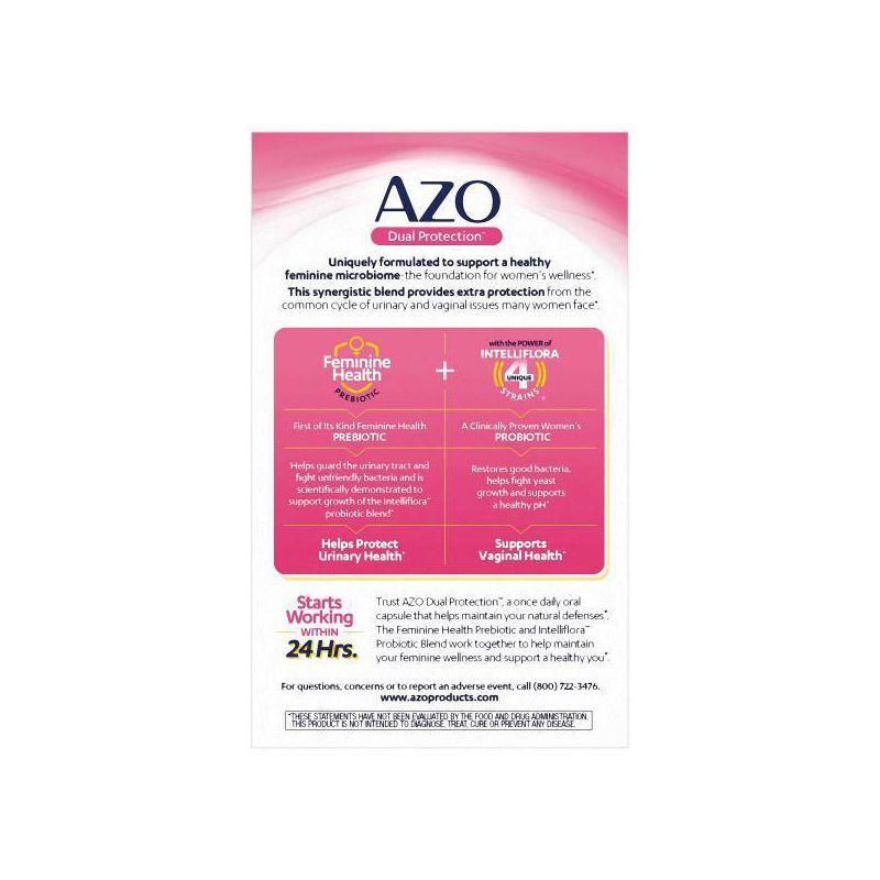 slide 4 of 5, AZO Dual Protection Clinically Proven Women's Probiotic for Urinary + Vaginal Support - 30ct, 30 ct