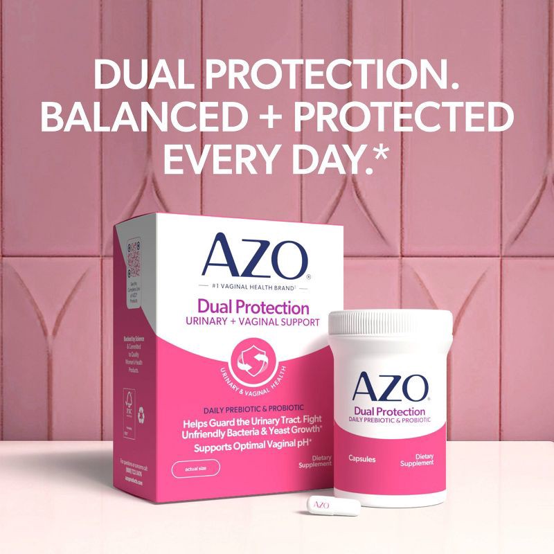 slide 4 of 11, AZO Dual Protection Clinically Proven Women's Probiotic for Urinary + Vaginal Support Capsules - 30ct, 30 ct