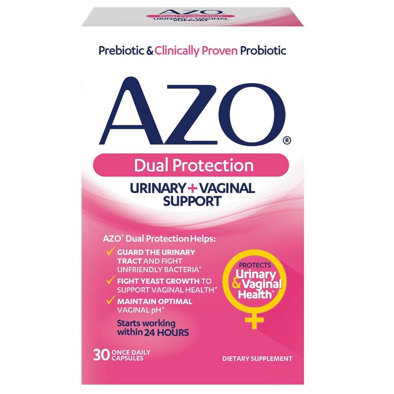 slide 1 of 5, AZO Dual Protection Clinically Proven Women's Probiotic for Urinary + Vaginal Support - 30ct, 30 ct