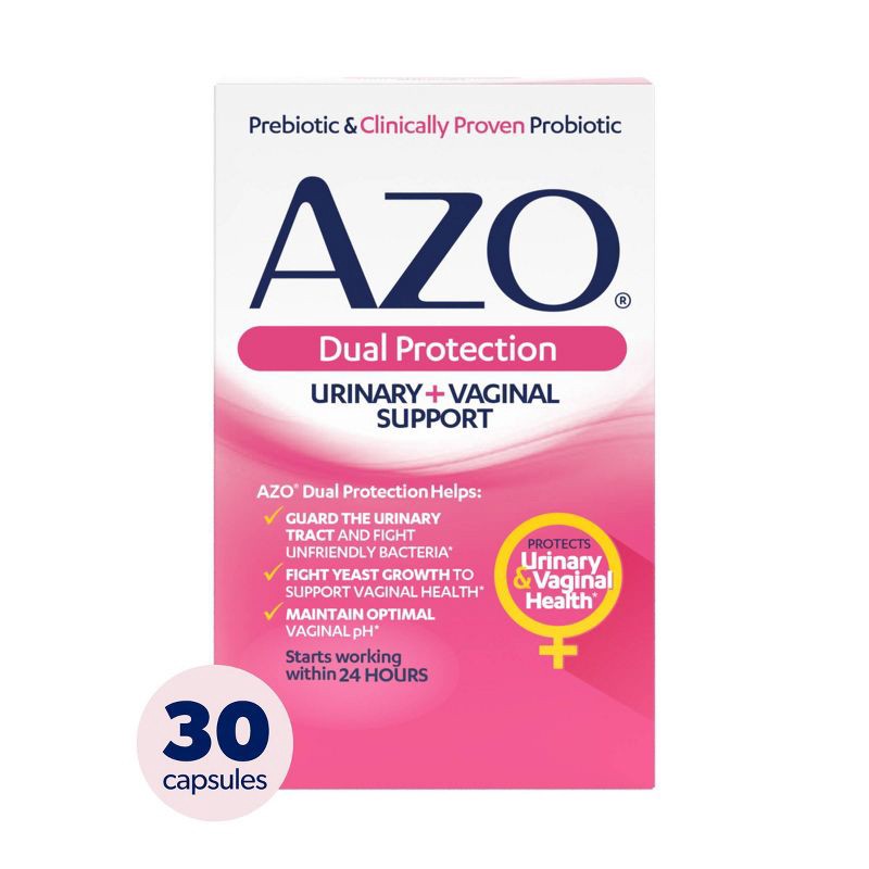 slide 1 of 8, AZO Dual Protection Clinically Proven Women's Probiotic for Urinary + Vaginal Support - 30ct, 30 ct