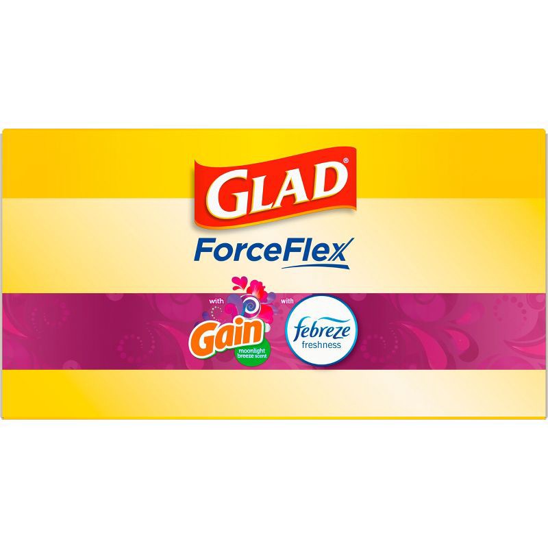 slide 15 of 16, Glad ForceFlex White Trash Bags Gain Moonlight Breeze Scent with Febreze Freshness 13gal - 100ct, 13 gal, 100 ct