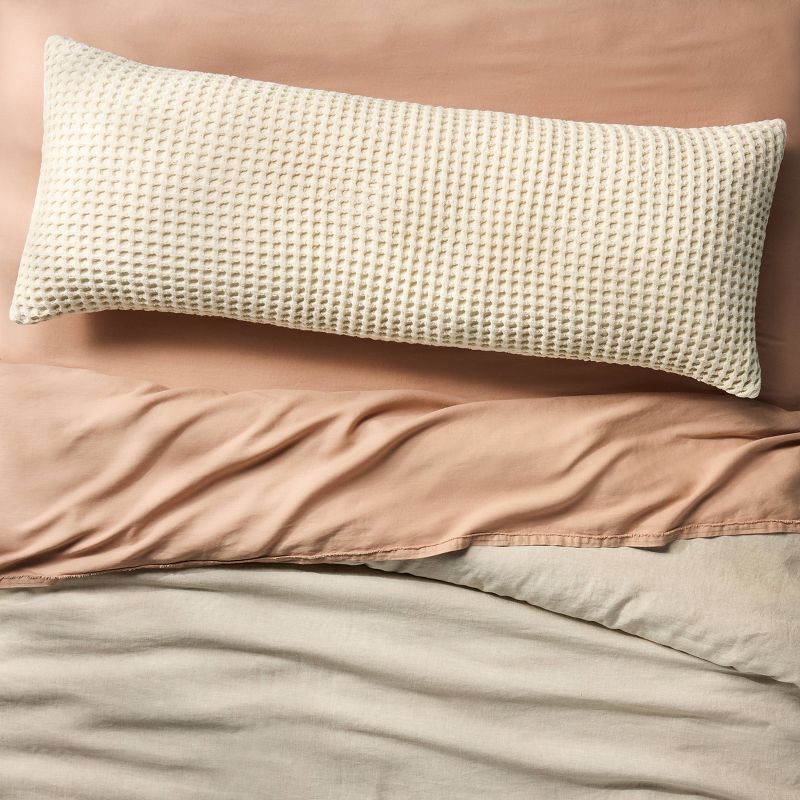 slide 1 of 4, Waffle Body Pillow Cover Natural - Casaluna™: Cotton Zippered Pillowcase for All Ages, Machine Washable, 1 ct
