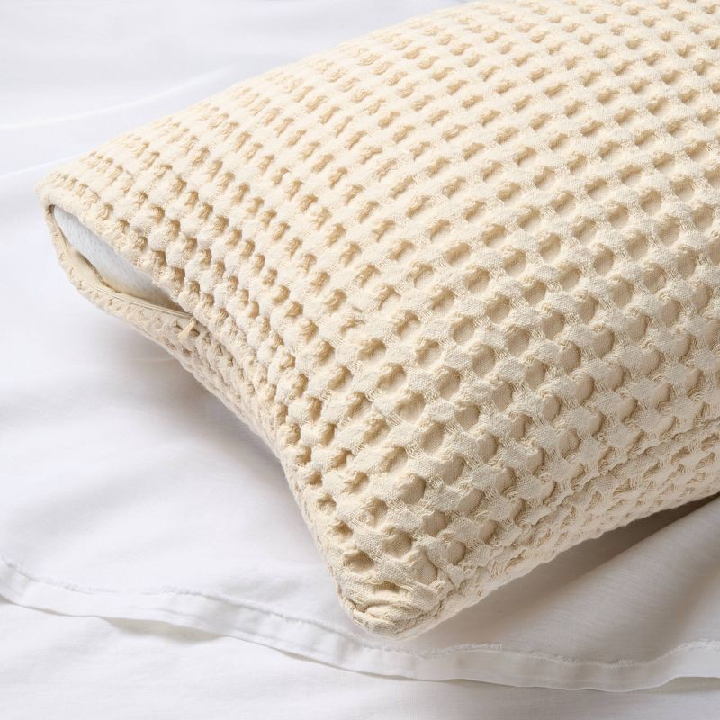 slide 3 of 4, Waffle Body Pillow Cover Natural - Casaluna™: Cotton Zippered Pillowcase for All Ages, Machine Washable, 1 ct