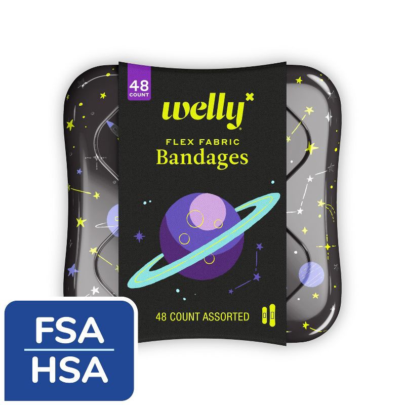 slide 5 of 9, Welly Kid's Flex Fabric Bandages - Space - 48ct, 48 ct