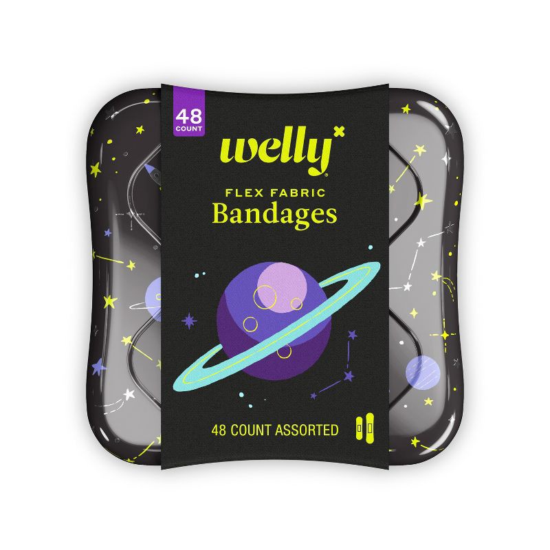 slide 1 of 9, Welly Kid's Flex Fabric Bandages - Space - 48ct, 48 ct