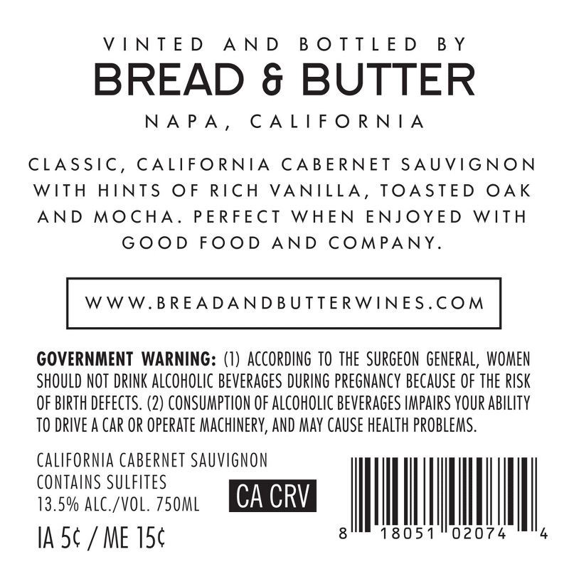 slide 9 of 9, Bread & Butter Cabernet Sauvignon Red Wine - 750ml Bottle, 750 ml