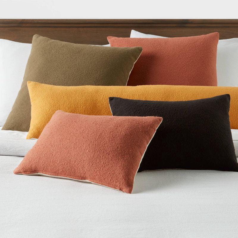 slide 2 of 4, Oblong Boucle Color Blocked Decorative Throw Pillow Black - Threshold™: Cotton Rectangle Cushion, Indoor Use, Hidden Zipper, 1 ct