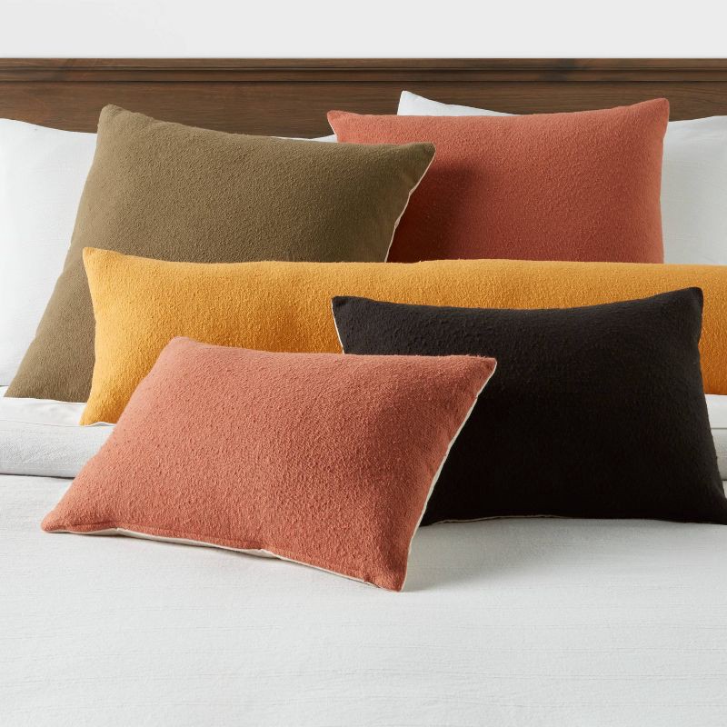 slide 2 of 4, Oblong Boucle Color Blocked Decorative Throw Pillow Black - Threshold™, 1 ct