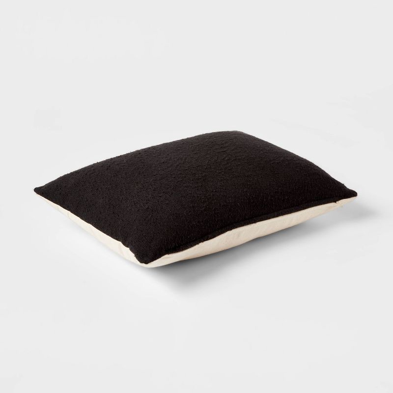 slide 3 of 4, Oblong Boucle Color Blocked Decorative Throw Pillow Black - Threshold™: Cotton Rectangle Cushion, Indoor Use, Hidden Zipper, 1 ct