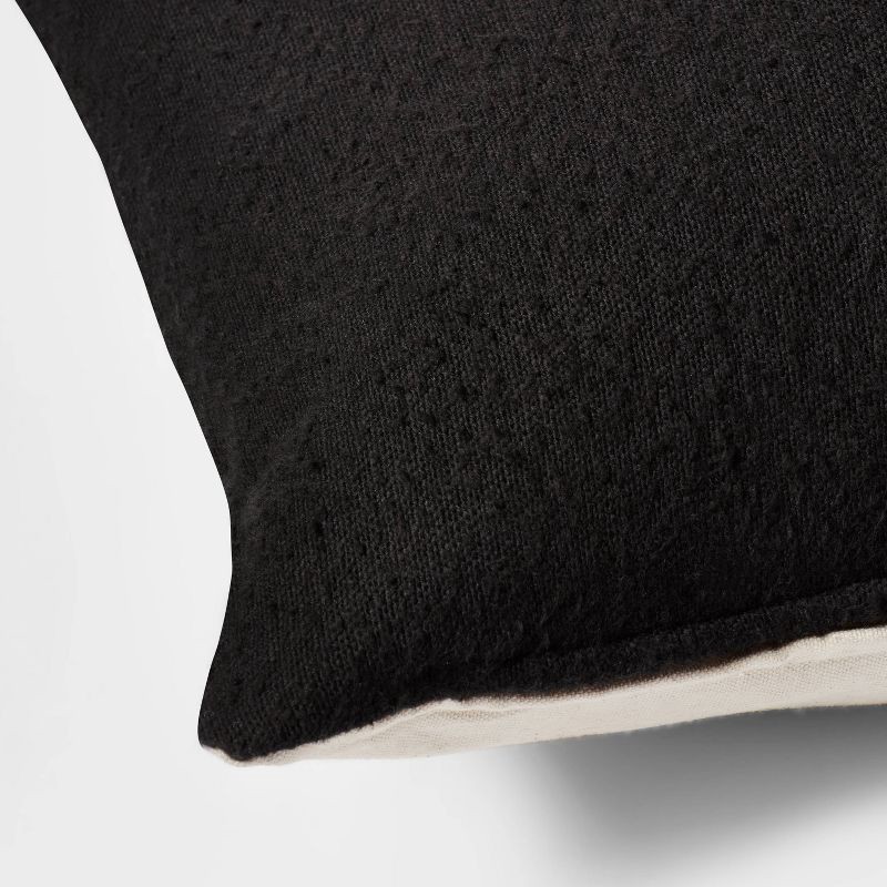 slide 4 of 4, Oblong Boucle Color Blocked Decorative Throw Pillow Black - Threshold™: Cotton Rectangle Cushion, Indoor Use, Hidden Zipper, 1 ct