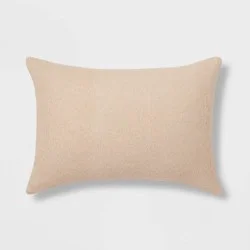 Oblong Boucle Color Blocked Decorative Throw Pillow Khaki - Threshold™: Cotton Weave, Indoor Rectangle Pillow with Hidden Zipper