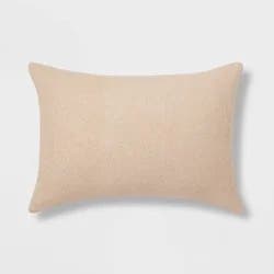 Oblong Boucle Color Blocked Decorative Throw Pillow Khaki - Threshold™: Cotton Weave, Indoor Rectangle Pillow with Hidden Zipper