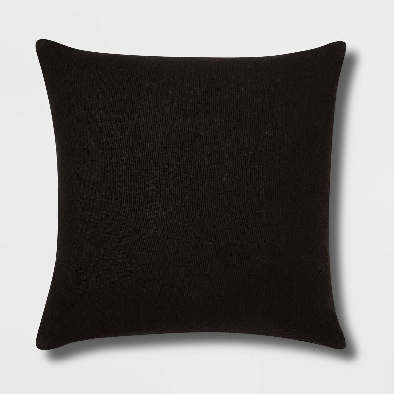 slide 1 of 4, Euro Boucle Colorblock Decorative Pillow Black - Threshold™: Indoor Square Cotton Cushion with Hidden Zipper, 1 ct
