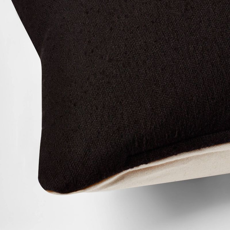 slide 4 of 4, Euro Boucle Colorblock Decorative Pillow Black - Threshold™: Indoor Square Cotton Cushion with Hidden Zipper, 1 ct