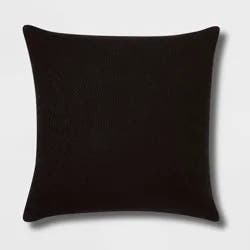 Euro Boucle Colorblock Decorative Pillow Black - Threshold™: Indoor Square Cotton Cushion with Hidden Zipper