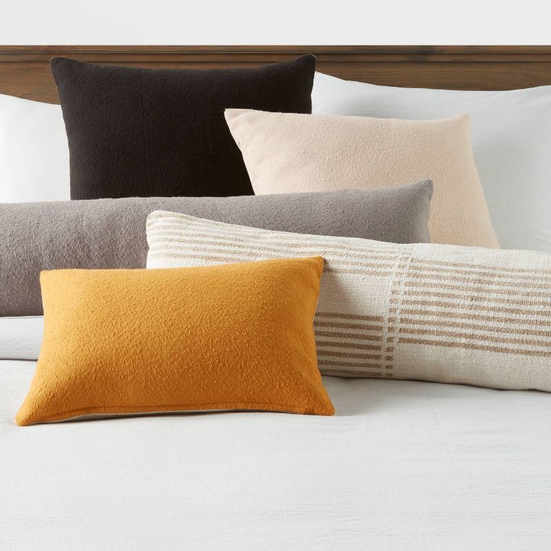 slide 2 of 4, Euro Boucle Colorblock Decorative Pillow Khaki - Threshold™: Indoor Cotton Rectangle with Hidden Zipper, 1 ct