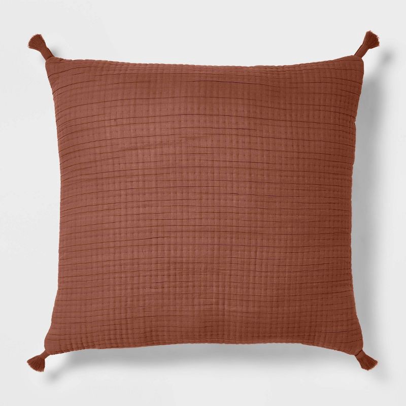 slide 1 of 4, Euro Double Cloth Decorative Throw Pillow Cognac - Threshold, 1 ct