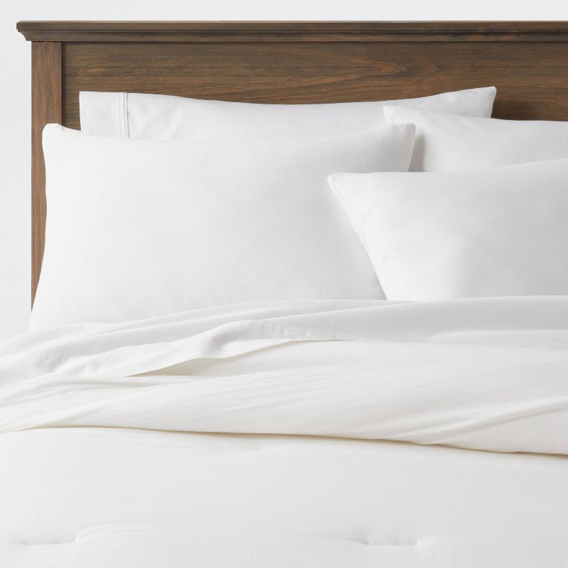 slide 1 of 4, Full/Queen Washed Cotton Sateen Comforter & Sham Set White - Threshold, 1 ct