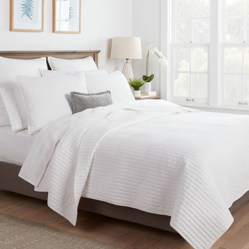slide 2 of 4, Full/QueenWashed Cotton Sateen Quilt White - Threshold, 1 ct