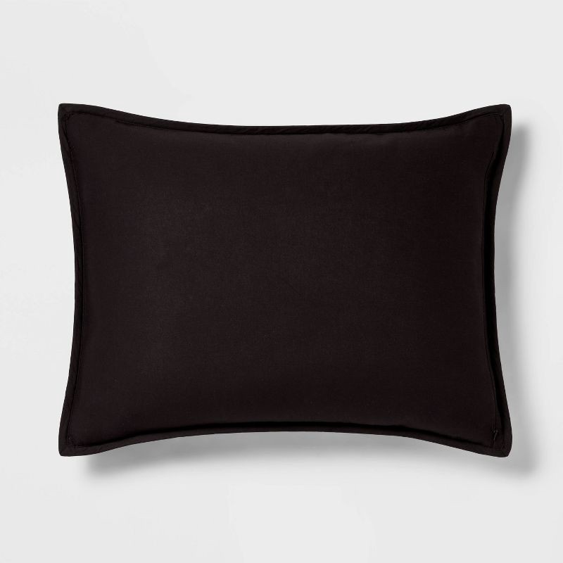 slide 4 of 4, Standard Washed Cotton Sateen Quilt Sham Black - Threshold™: 250 Thread Count, OEKO-TEX Certified, No Fill, 1 ct