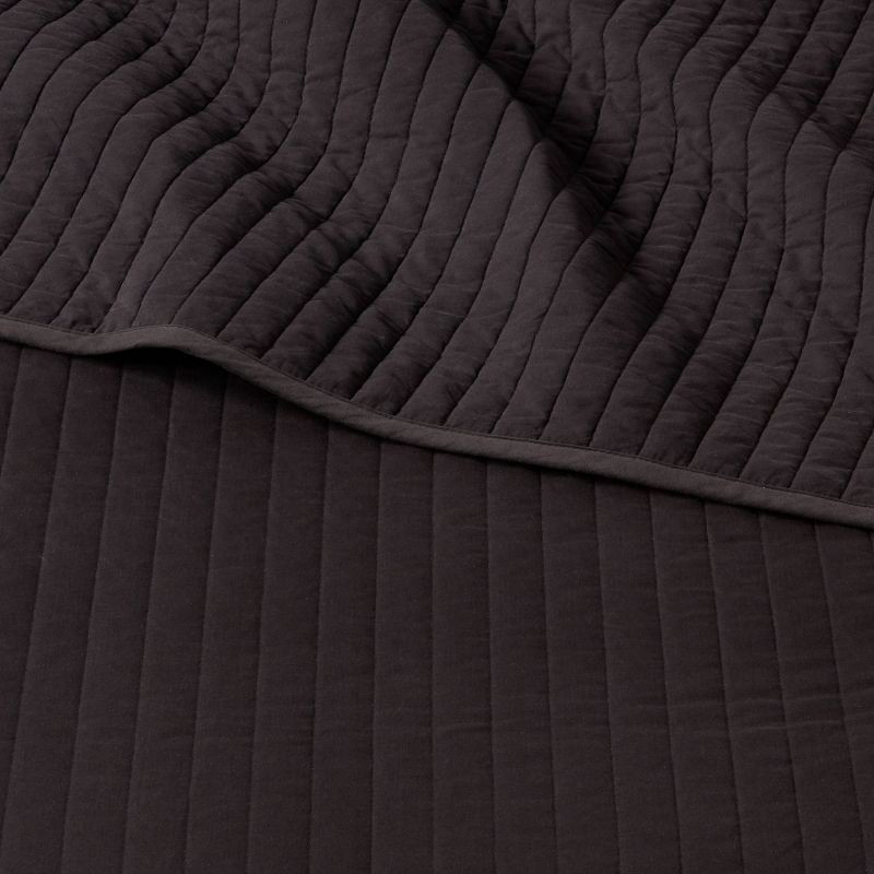 slide 4 of 4, King Washed Cotton Sateen Quilt Black - Threshold™: OEKO-TEX Certified, Midweight, All Ages, 1 ct