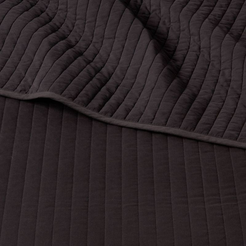 slide 4 of 4, King Washed Cotton Sateen Quilt Black - Threshold™, 1 ct