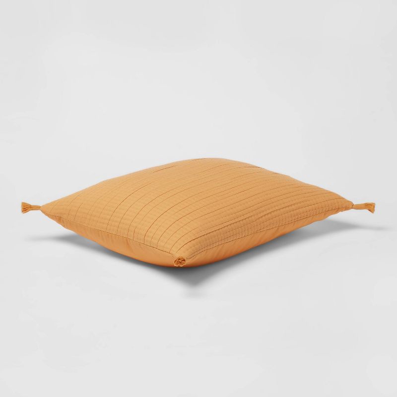 slide 3 of 4, Standard Double Cloth Quilt Sham Mustard - Threshold™: Cotton & Polyester Blend, Zipper Closure, OEKO-TEX Certified, 1 ct