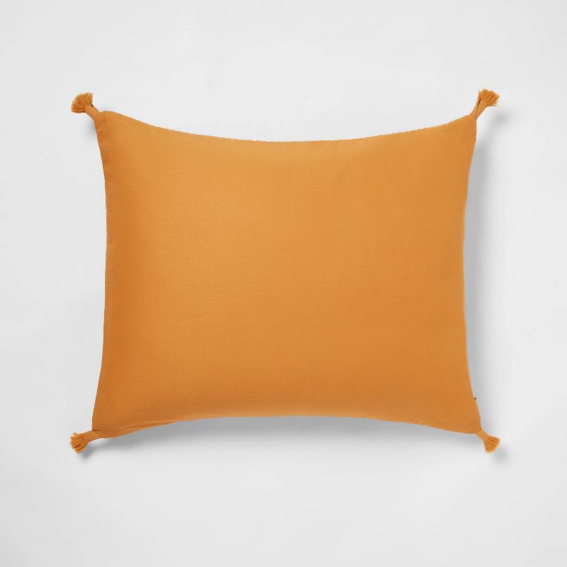 slide 4 of 4, Standard Double Cloth Quilt Sham Mustard - Threshold™: Cotton & Polyester Blend, Zipper Closure, OEKO-TEX Certified, 1 ct