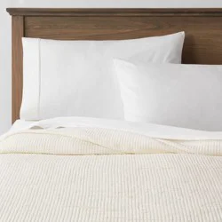 Full/Queen Double Cloth Quilt Cream - Threshold™: Off-White Jacquard, Midweight Cotton, 260 Thread Count, 92"x88"
