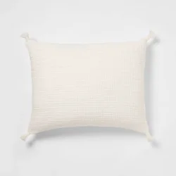 Standard Double Cloth Quilt Sham Cream - Threshold™: OEKO-TEX Certified, Jacquard Weave, Zipper Closure, No Flange
