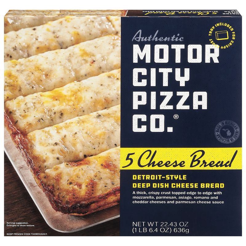 slide 1 of 7, Authentic Motor City Pizza Co. Frozen Five Cheese Garlic Bread - 22.43oz, 22.43 oz