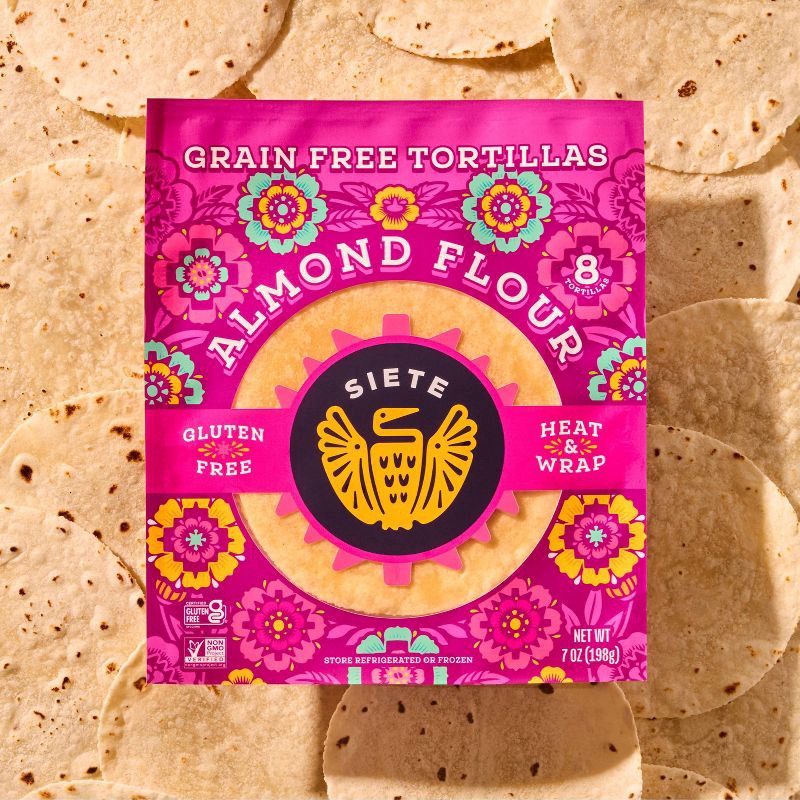 slide 3 of 5, Siete Frozen Almond Flour Tortilla - 7oz/8ct, 7 oz, 8 ct